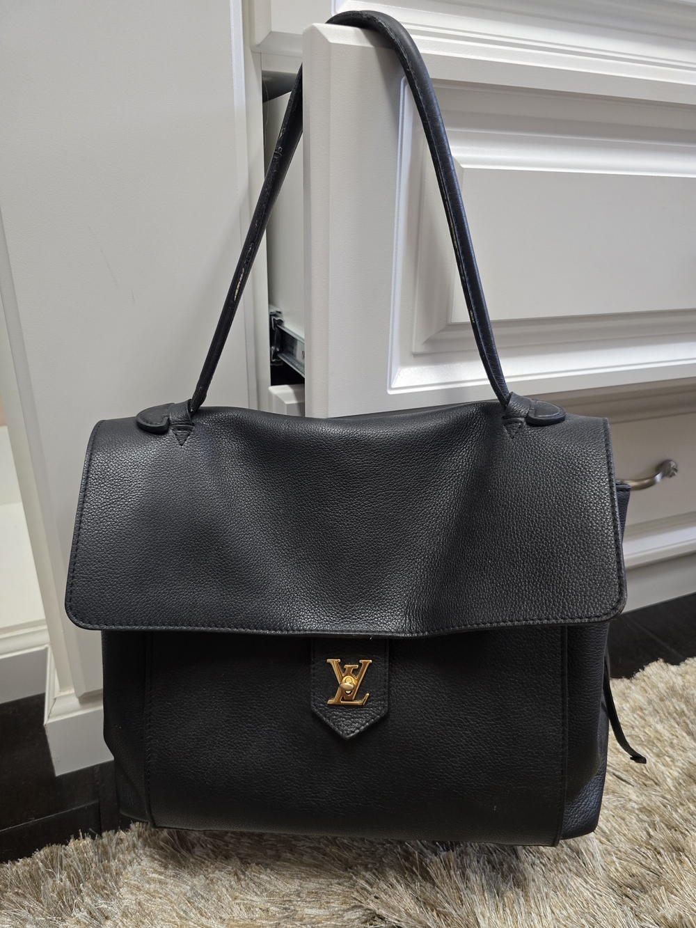 Louis Vuitton Black Grained Leather Shoulder Bag